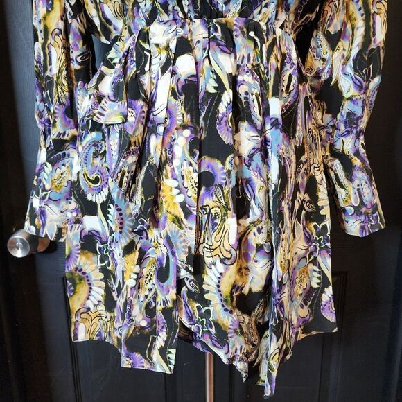 IRO Silk Blend Draped Wrap-effect Asymmetric Hem Damie Multicolor Mini Dress - Picture 12 of 16